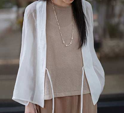 edoa White Gauzy Ramie Hanfu Jacket 