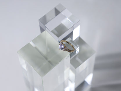 edoa Minimalist Dainty Pavé Birthstone Ring