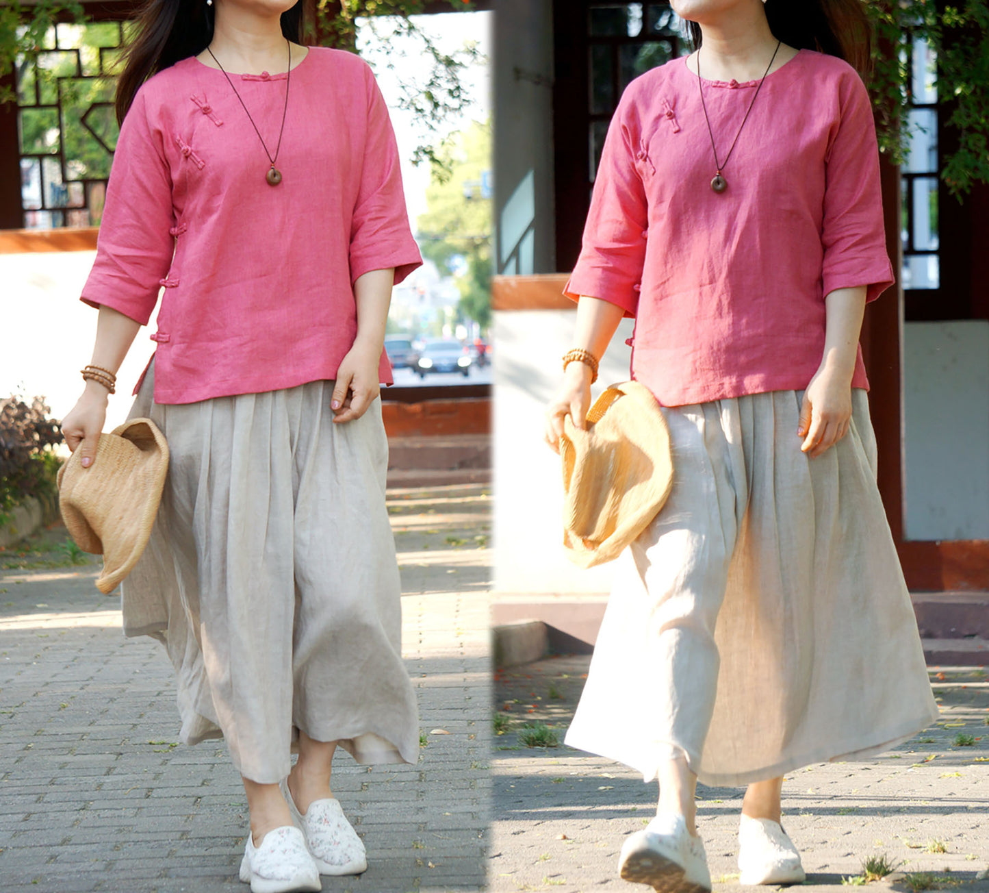 edoa Linen Cheongsam Blouse