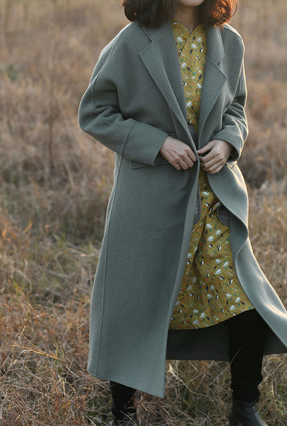 edoa Minimalist Double-faced Wool Cashmere Maxi Coat 