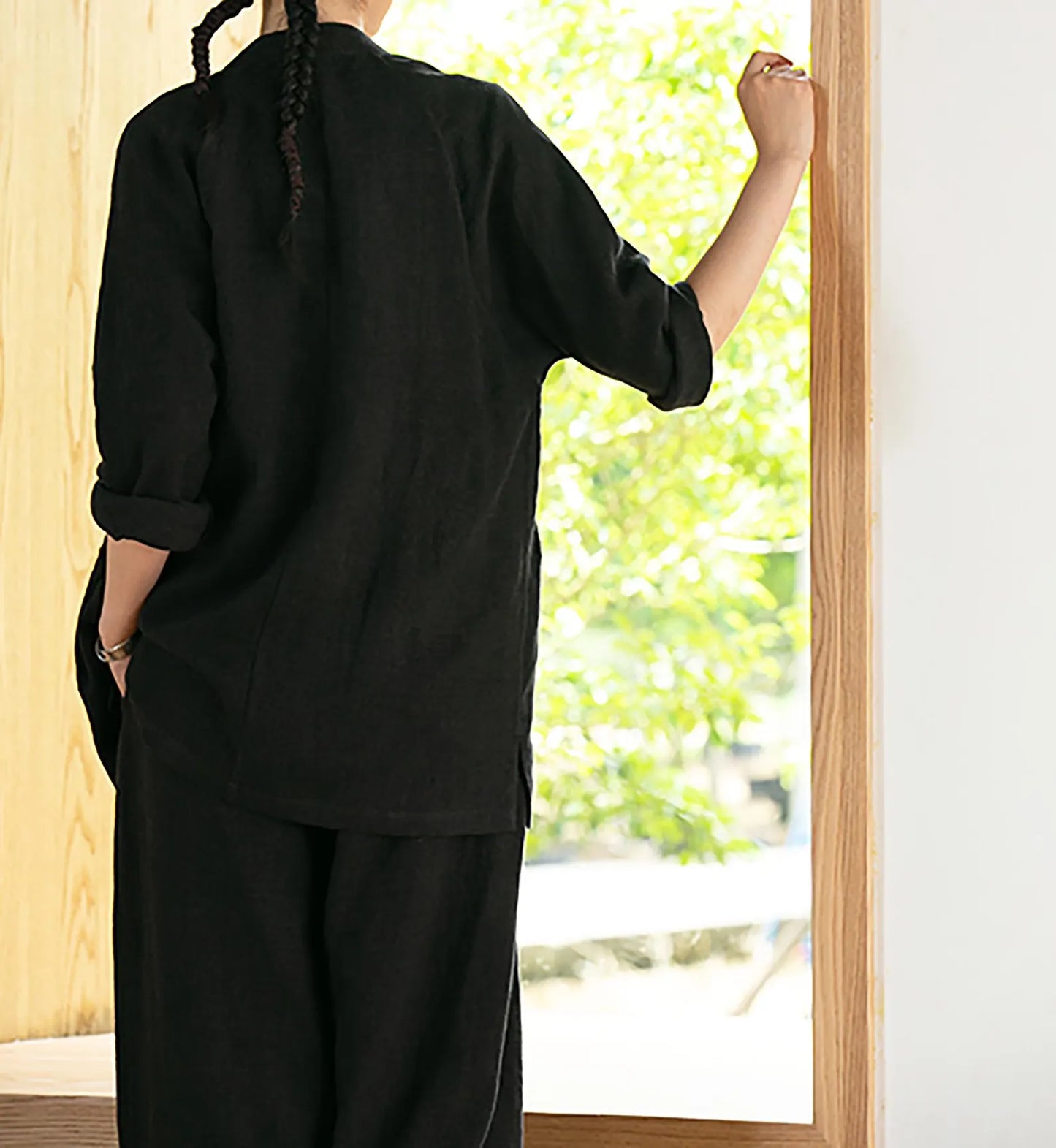 edoa Black Heavy Weight Linen Jacket