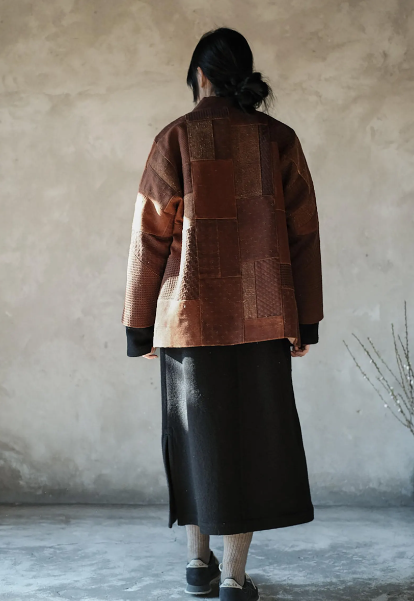 Wool Diagonal Placket Long Robe to0158 N132