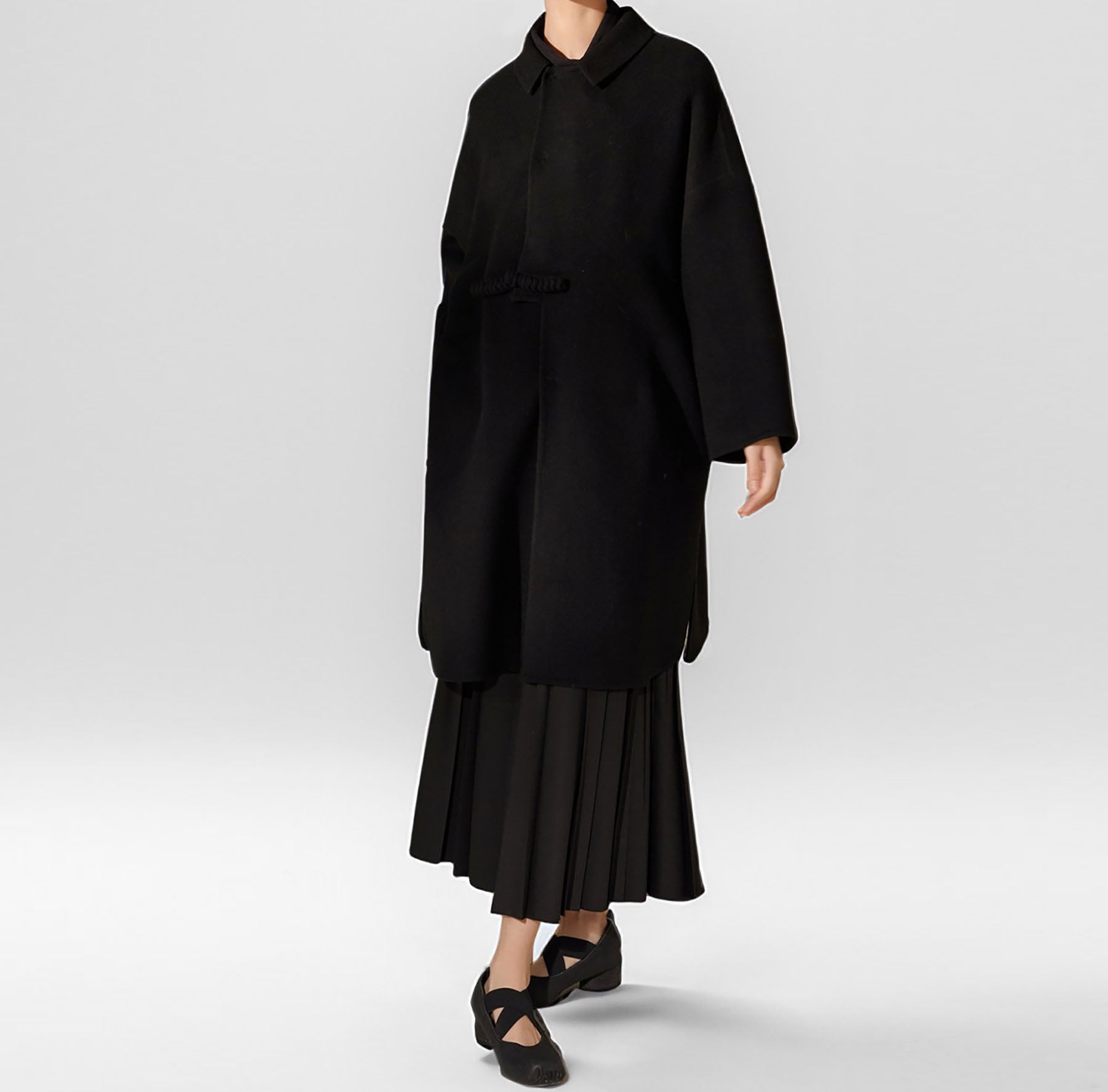 edoa Chinese Style Double-faced Wool Coat 
