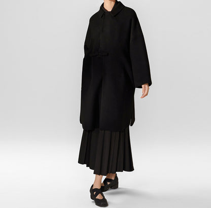 edoa Chinese Style Double-faced Wool Coat 