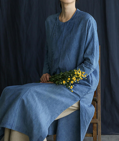 edoa Plant Dyed Linen Silk Blend Cheongsam