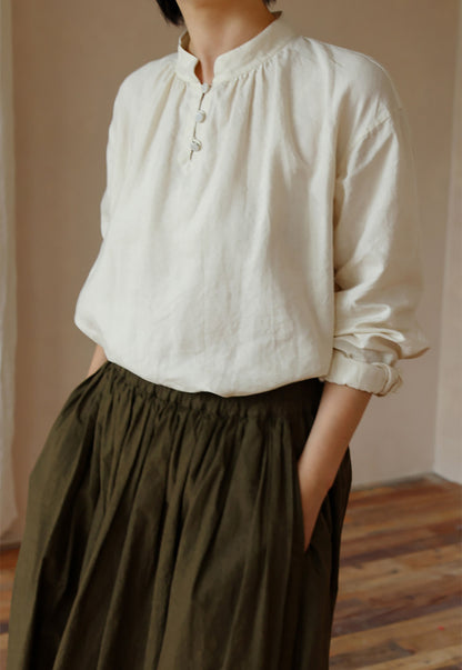 edoa Tussah Silk Linen Blend Chines Blouse