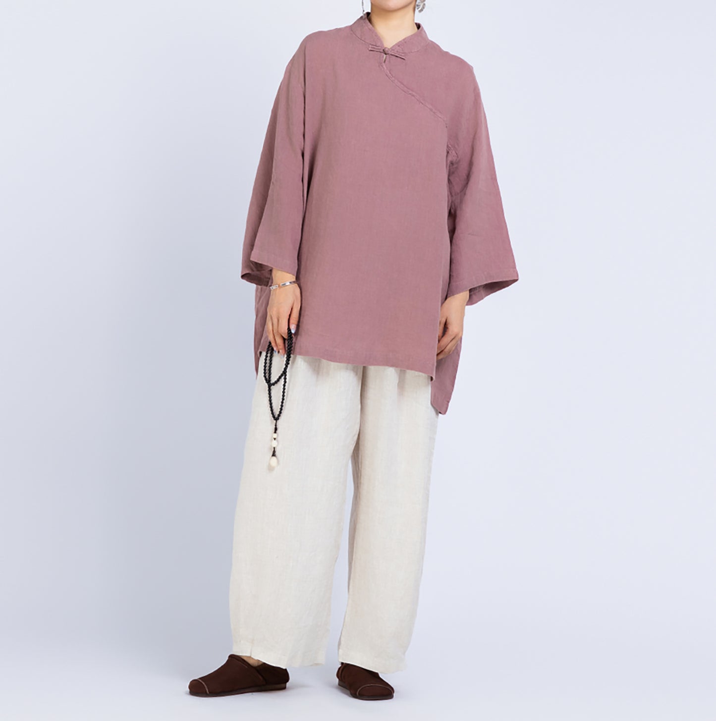 edoa Loose Heavy Weight Linen Retro Blouse