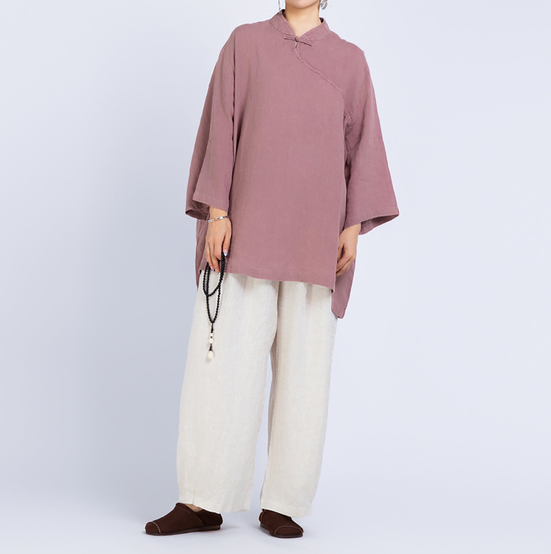 edoa Loose Heavy Weight Linen Retro Blouse