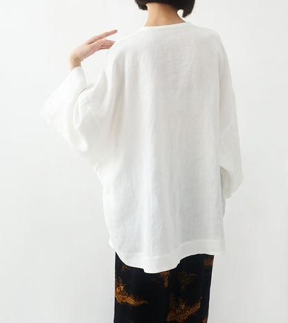 edoa Minimalist Linen Blouse with Jade Buttons