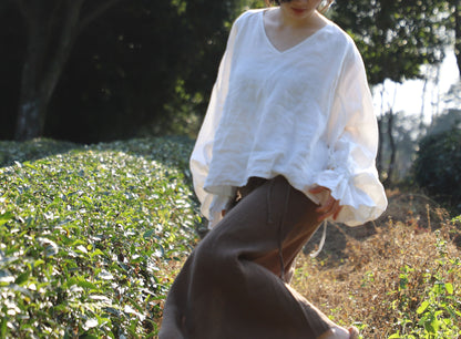edoa White 18th Century Linen Pirate Shirt
