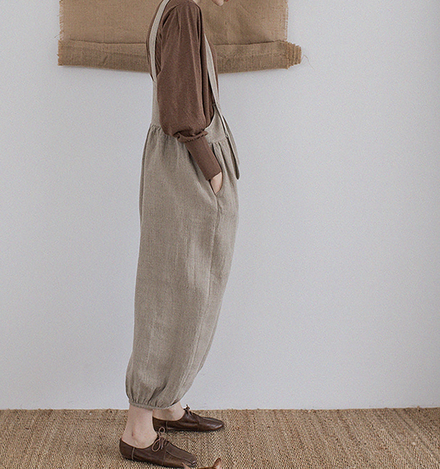 edoa Loose Flax Linen Salopette