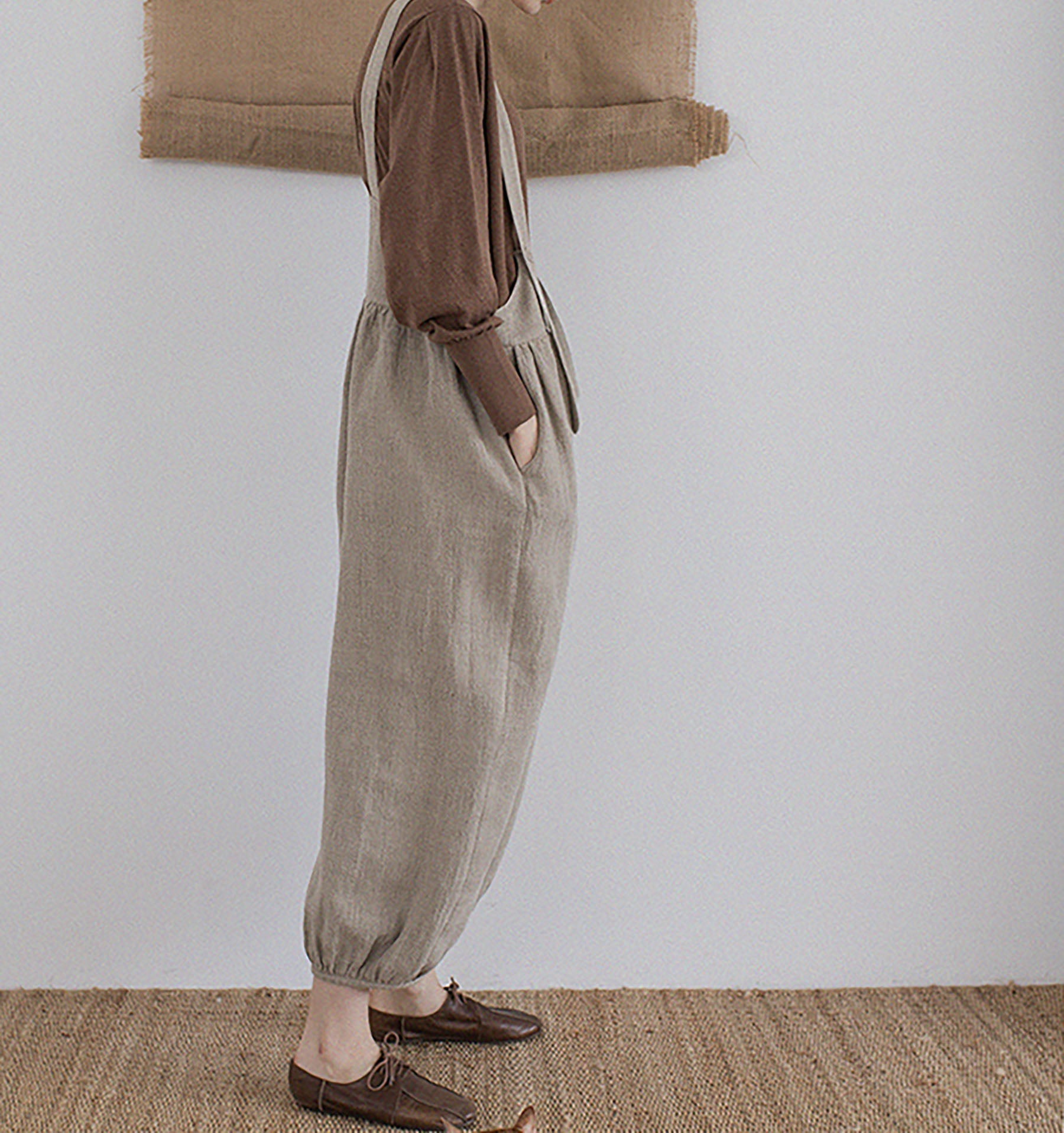 edoa Loose Flax Linen Salopette