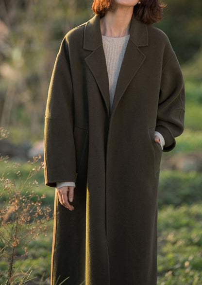 edoa Minimalist Double-faced Wool Cashmere Maxi Coat 