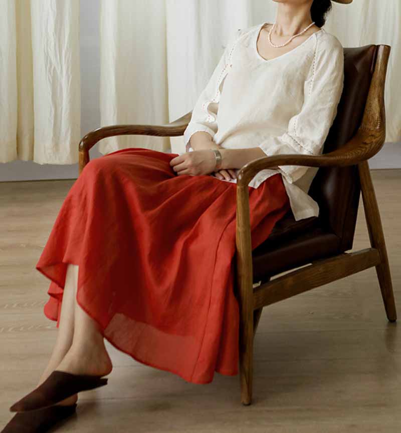 edoa Off White Linen Blouse