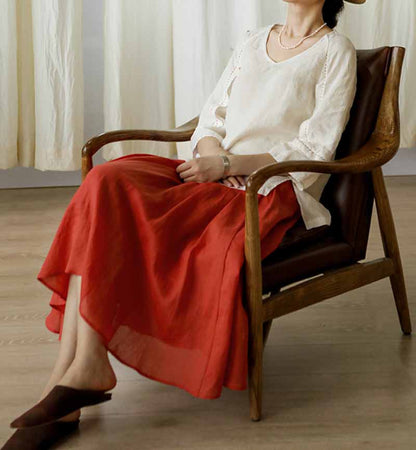 edoa Off White Linen Blouse