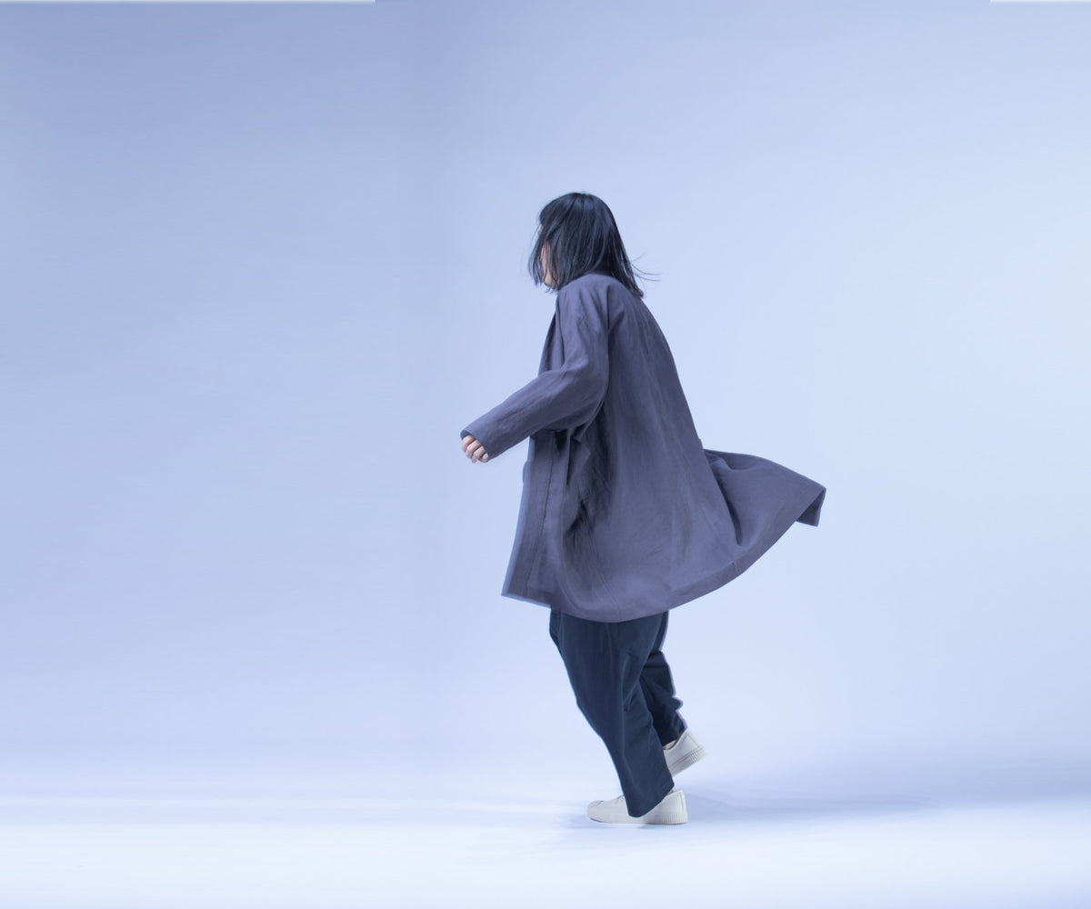 edpa Simplicity Gray Washed Ramie Kimono Jacket