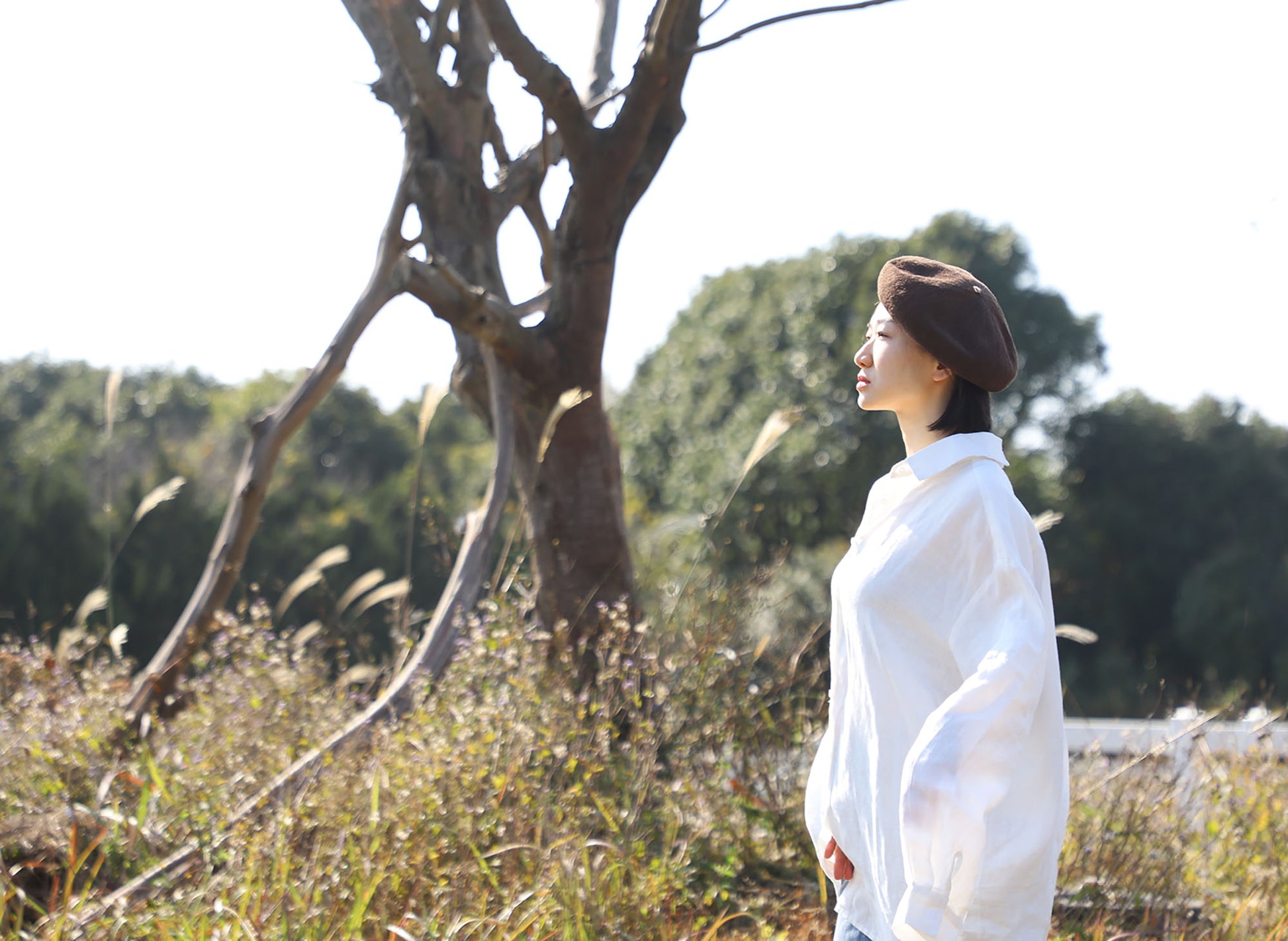 edoa Oversizecd Classic Linen Button Uo Shirt