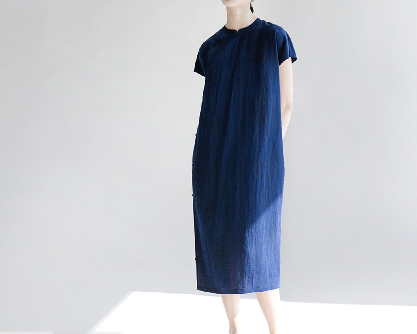 edoa Cracked Mud Silk Qipao Dress