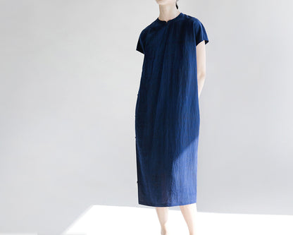 edoa Cracked Mud Silk Qipao Dress