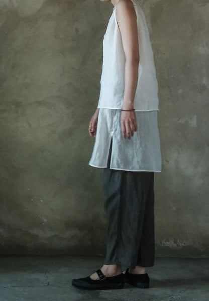 edoa White Long-termism High Count Ramie Tank Top