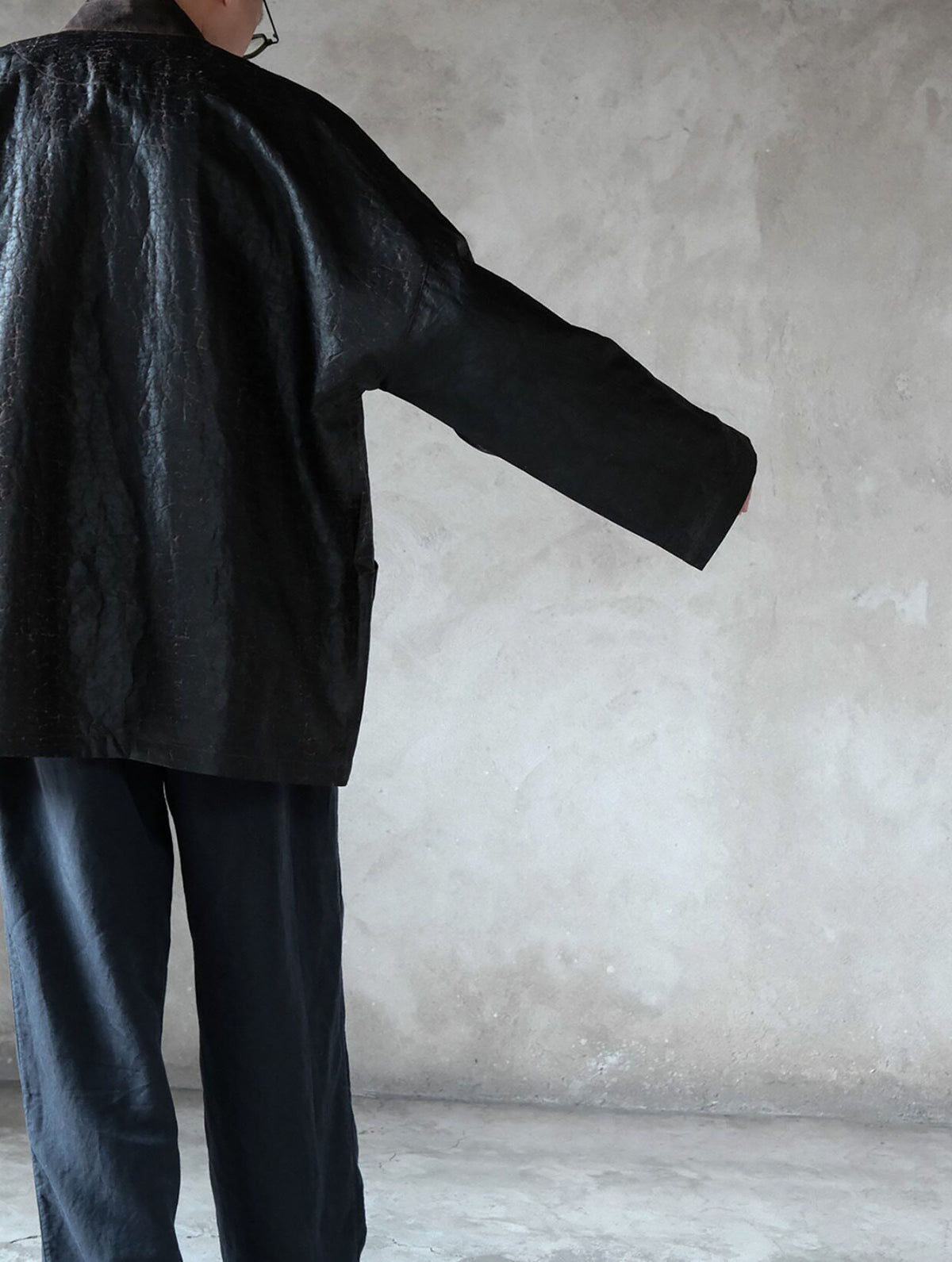 edoa Cracked Mud Silk Haori Jacket