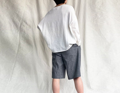 edoa White Double Layer Cotton Blouse