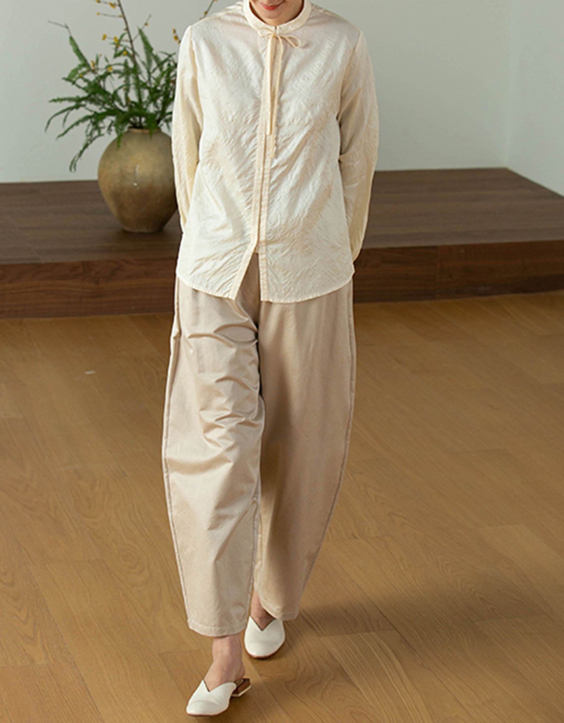 edoa Dupioni Tussah Silk Tie Blouse