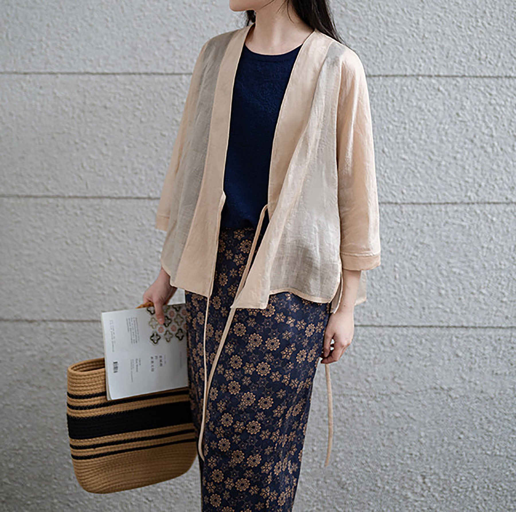 edoa Distressed Gauzy Ramie Hanfu Jacket