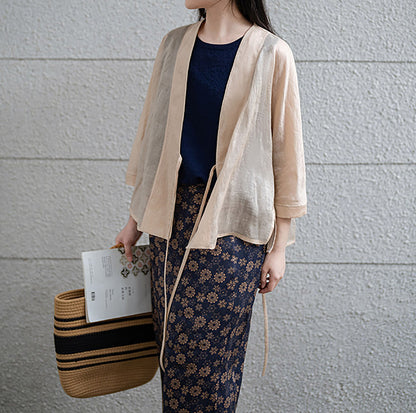 edoa Distressed Gauzy Ramie Hanfu Jacket