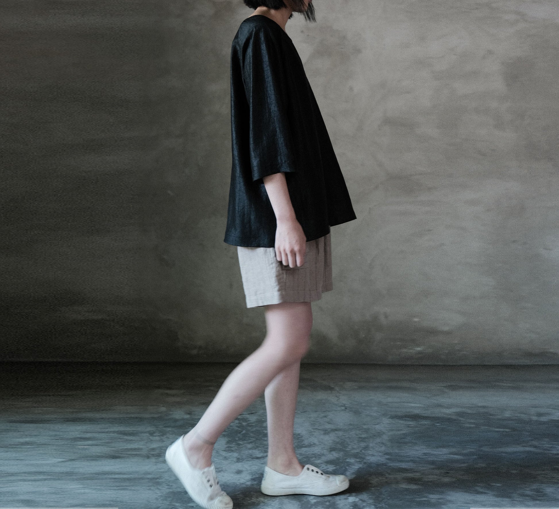 edoa Cracked Mud Silk 3/4 Sleeve Tee