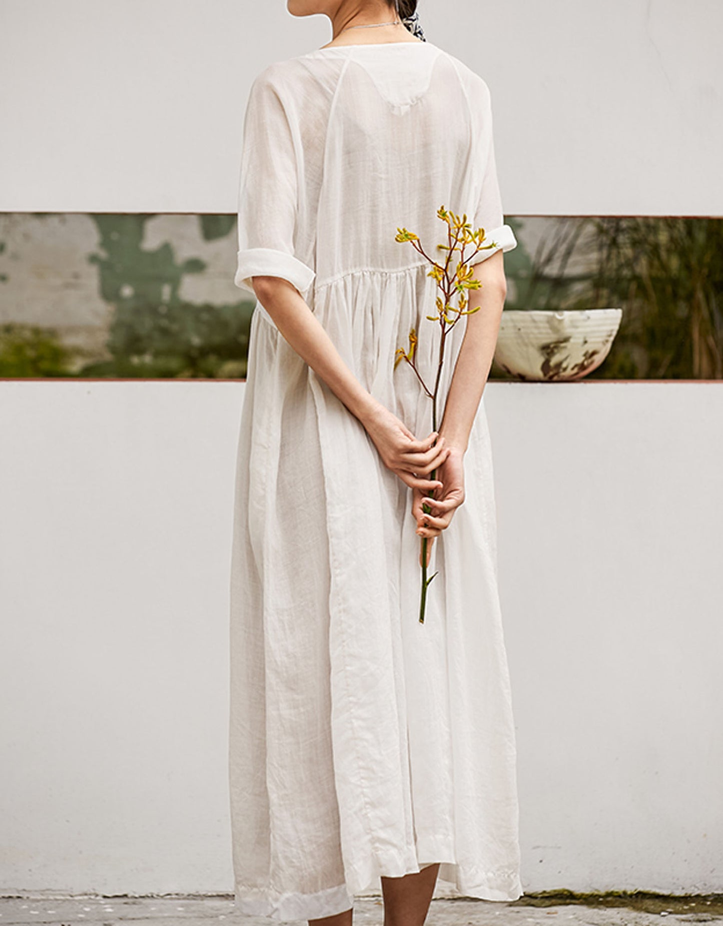 edoa High Counted Ramie Tunic Dress