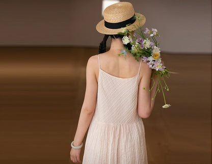 edoa High Count Cotton Pintucked Slip Dress