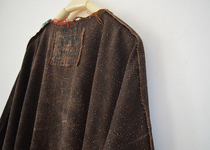 Loose Fitting Mud Tussah Silk Jacquard Cardigan Coat co0115 A488