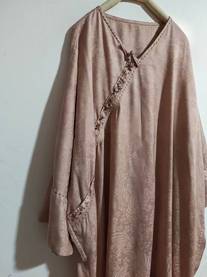 Dusty Pink Mulberry Silk Sakura Jacquard Chinese Blouse bl0147 X325