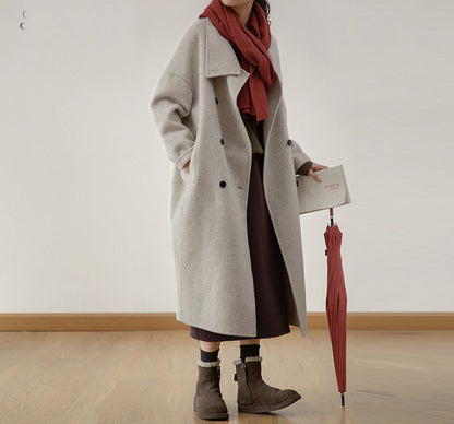 edoa Double Faced Alpaca High Neck Cocoon Coat 
