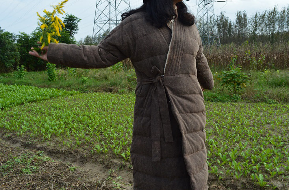 edoa Tussah Silk Winter Quilt Down Coat