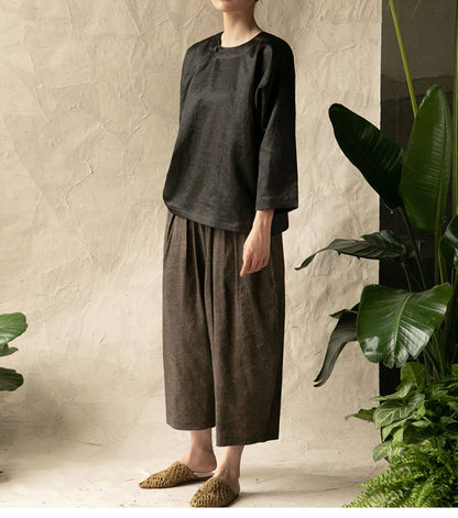 edoa Mud Silk Modified Chinese Blouse