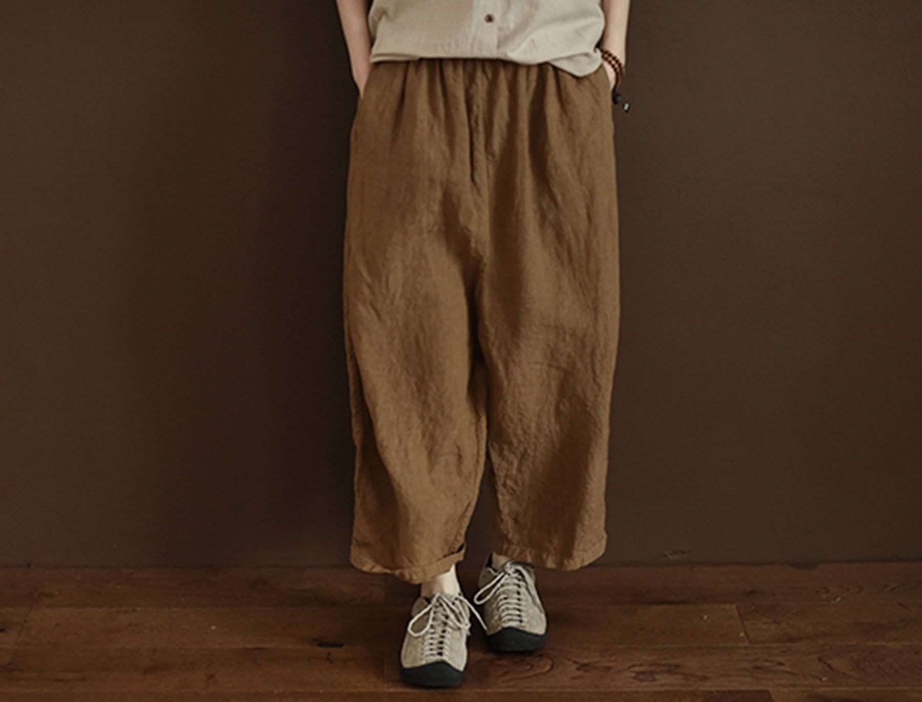 edoa Tapered Boyfriend Heavy Weight Washed Linen Pants