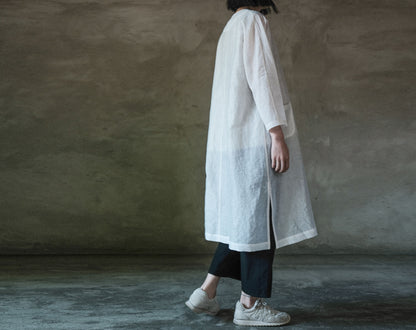 edoa Silk Linen Blend 3/4 Sleeve Dust Coat 