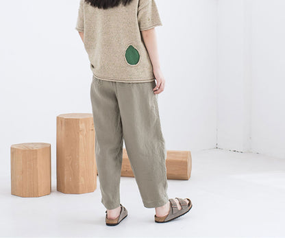 edoa Flax Linen Pants Tapered Pants
