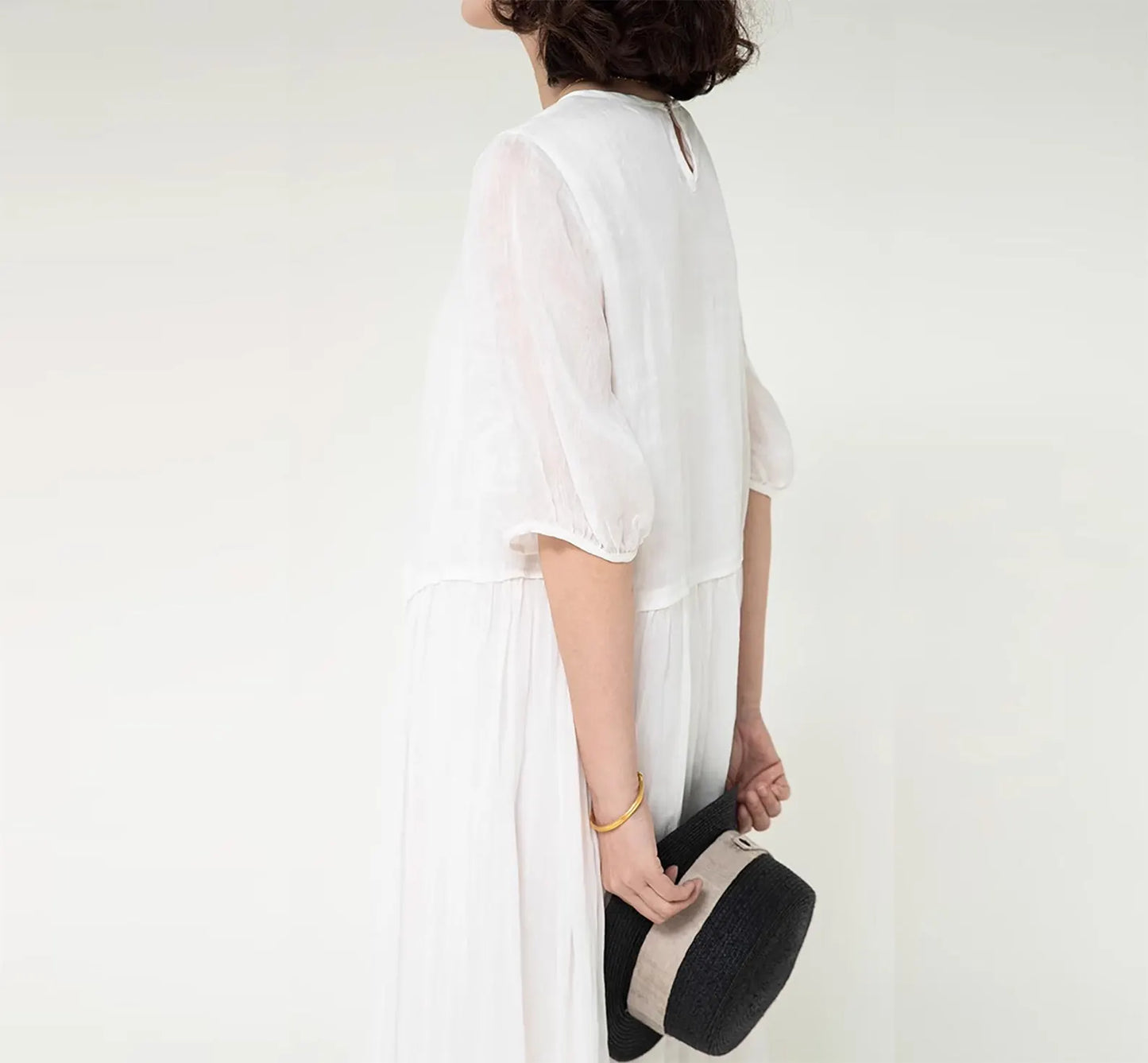 edoa Silk Linen Blend Maxi Dress
