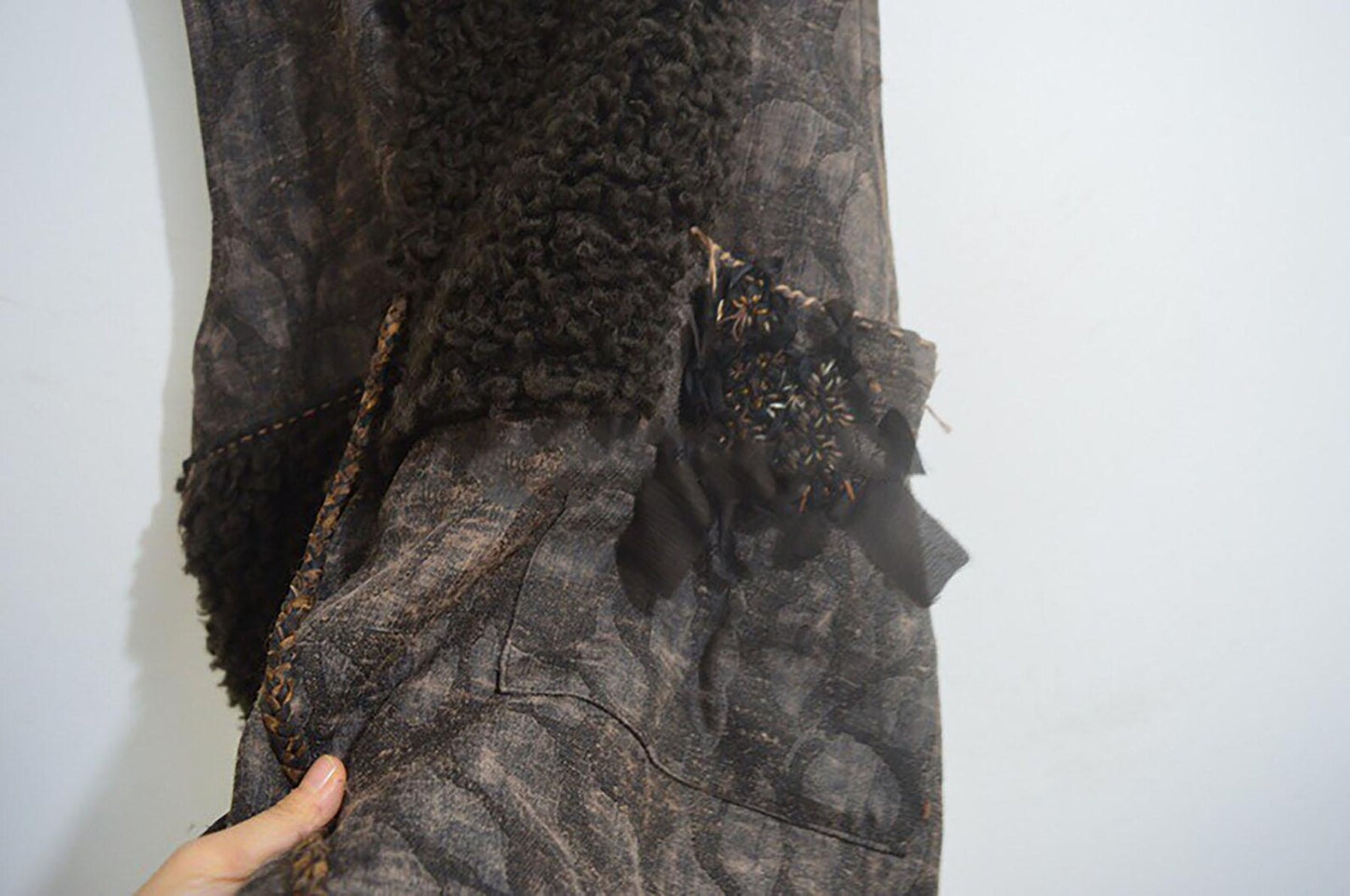 Mud Tussah Silk and Teddy Wool Bouclé Vest to0166 X306