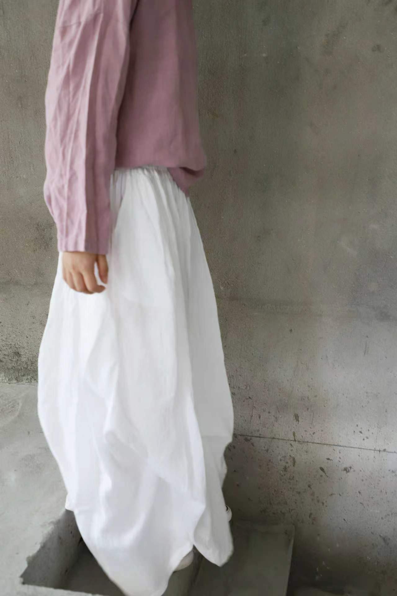 edoa Blooming Lotus Linen Maxi Skirts