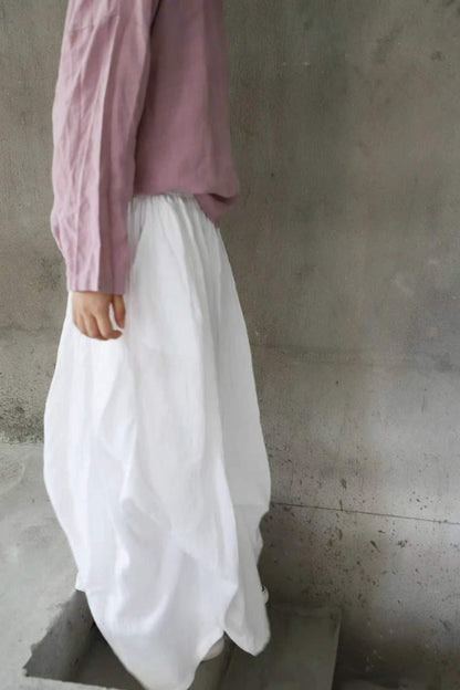edoa Blooming Lotus Linen Maxi Skirts