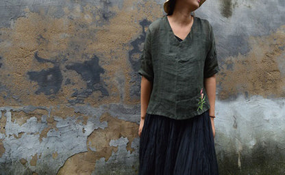 Blue Washed Linen Summer Shirt to0192 A055