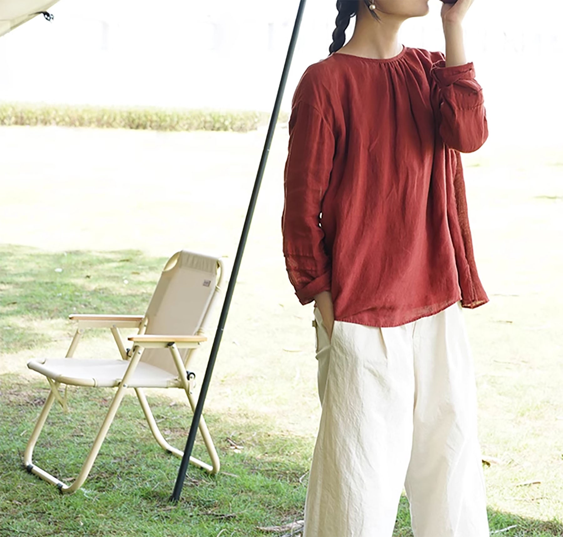edoa Loose Fitting Linen Top
