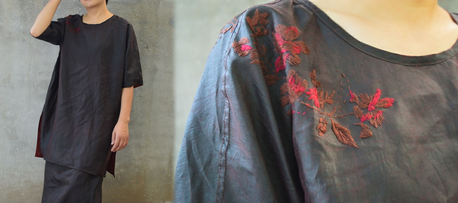edoa Hand Embroidered Mud Silk Tunic