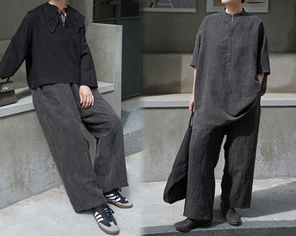 edoa Cracked Mud Silk Wide-leg Pants
