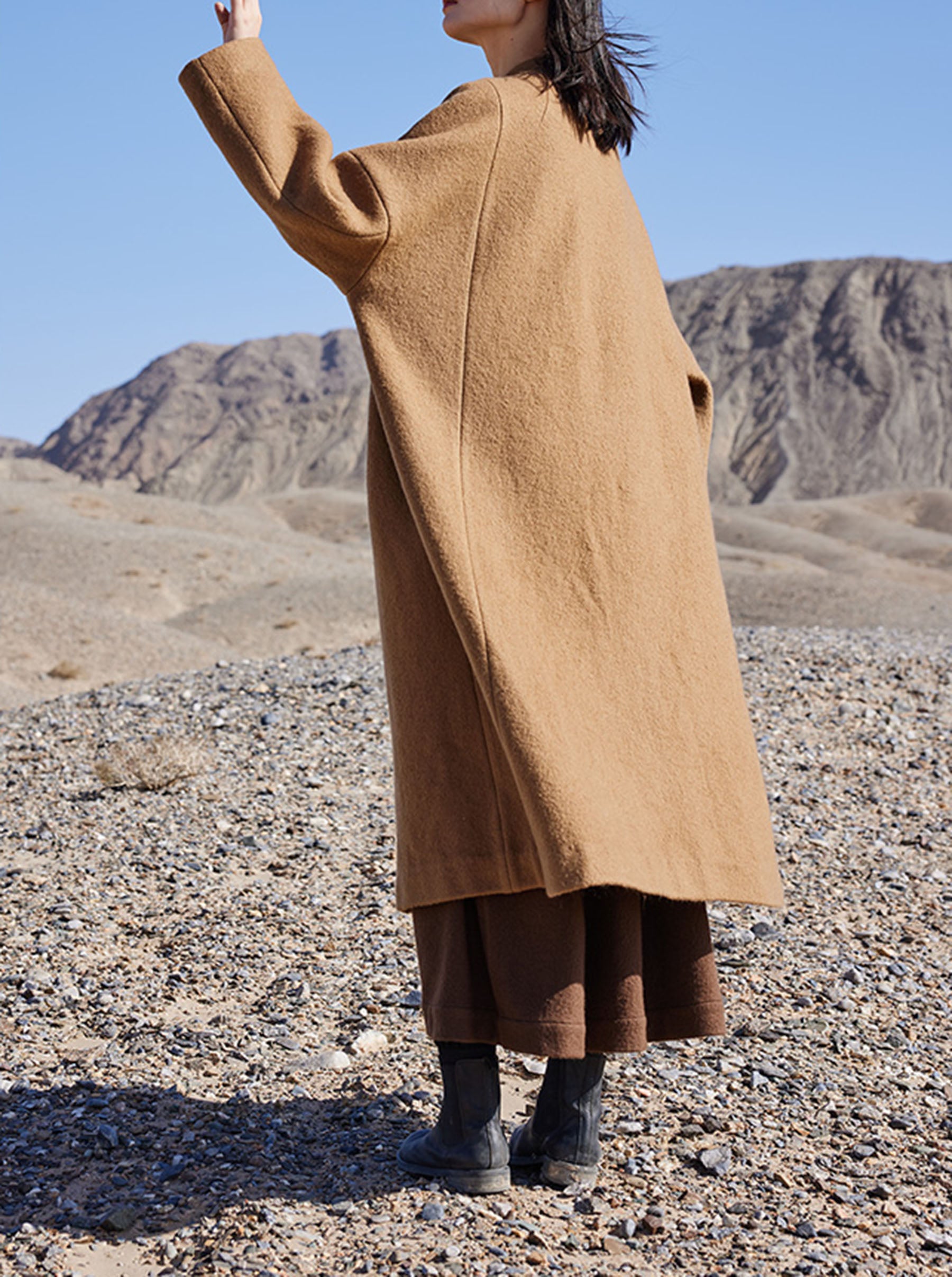edoa Winter Boiled Wool Oversized Coat 