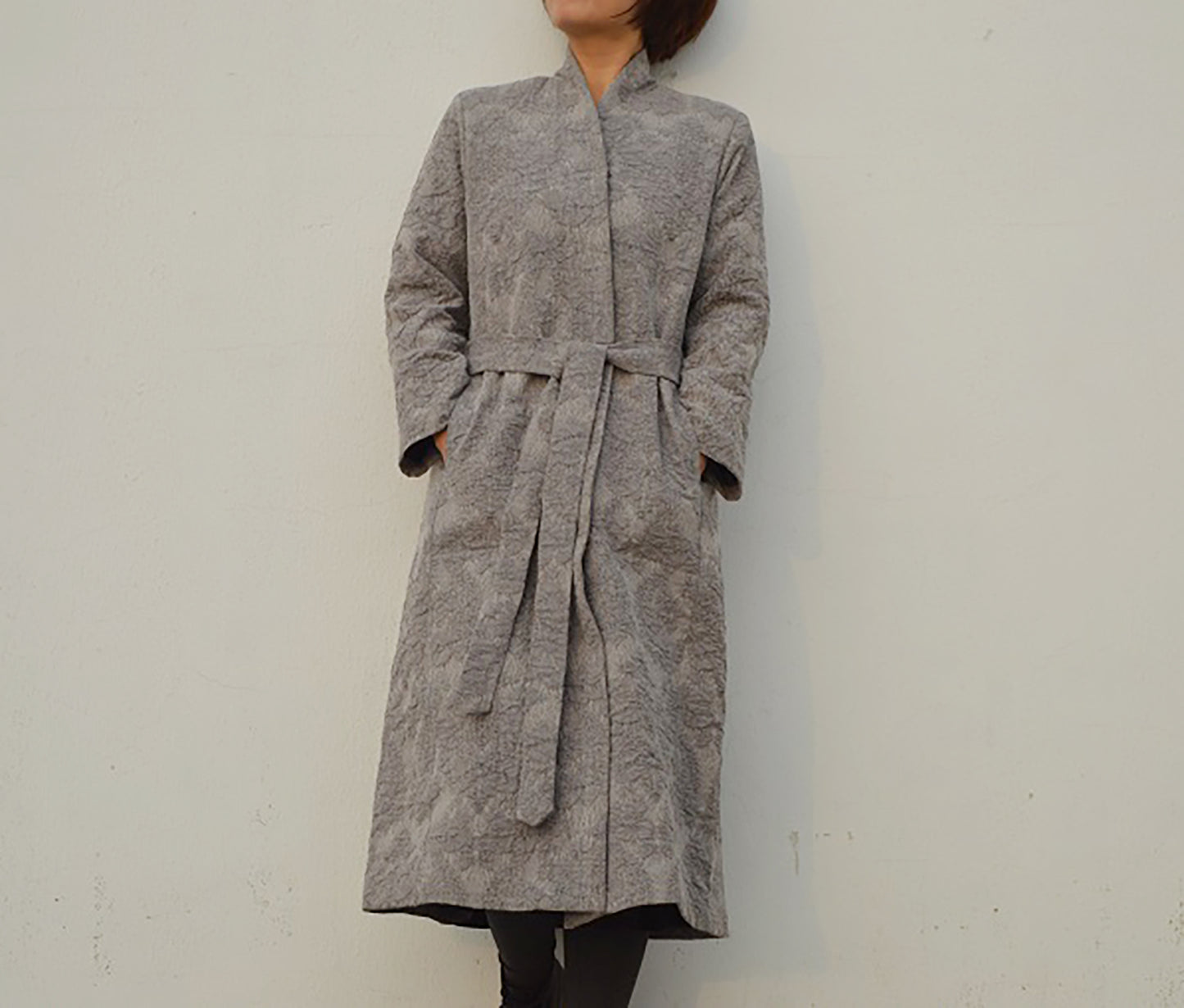 Gray Heavy Weight Linen Cotton Blend Trench Coat co0212 507